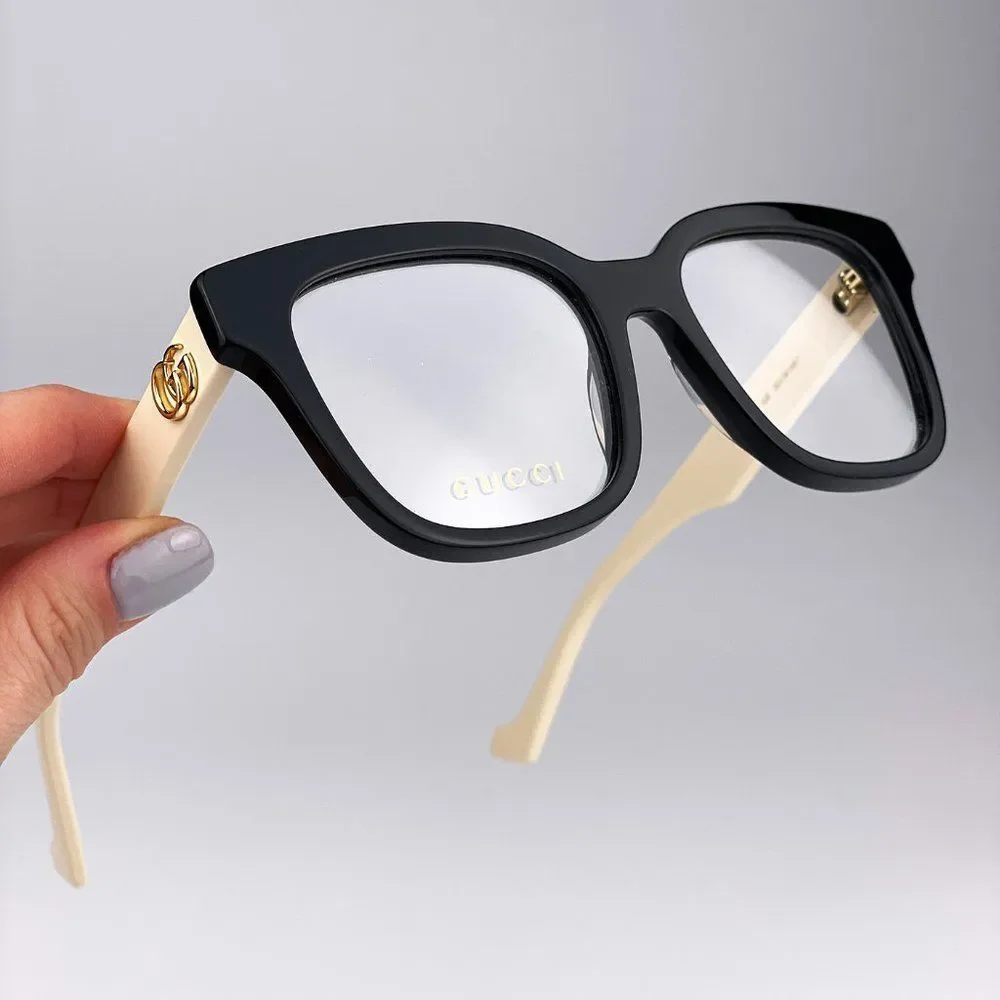 Gucci GG0958O 005 Eyeglasses Black White Square Unisex